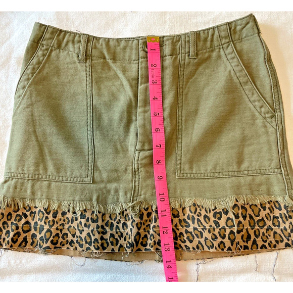 R13 Women's Utility Camp Fatigue Olive Skirt with Leopard Accent Women's Size 25 - Picture 6 of 7